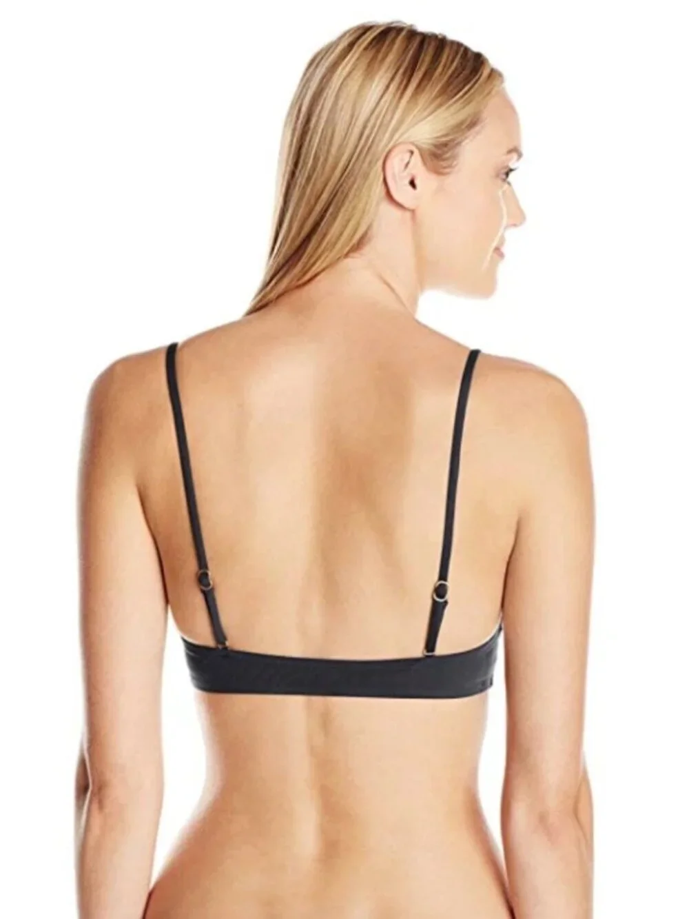 L*Space Women's Jaime Strappy Bikini Top Black Beach Swim Bralette Size L NWT